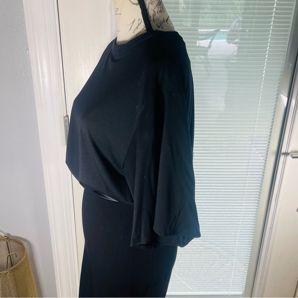 Givenchy Black Open Back Knee Length Tee Shirt Bodycon Viscose Dress Size 6 - Picture 4 of 16